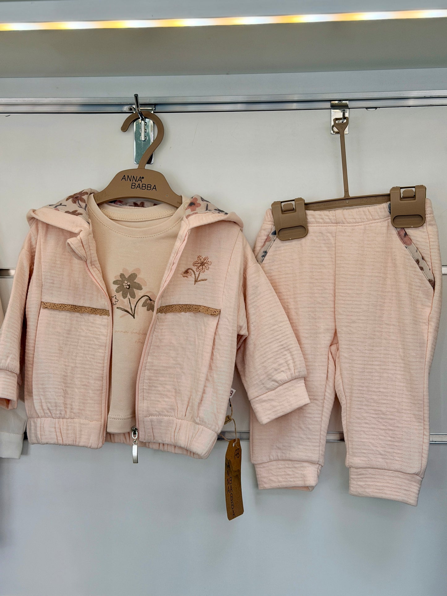 Anna Babba 3-Piece Baby Set – Hooded Cardigan, Shirt & Trousers