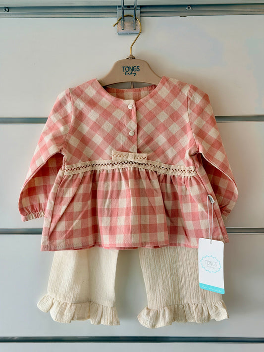 Tongs 2-Delige Baby Set – Pink Check