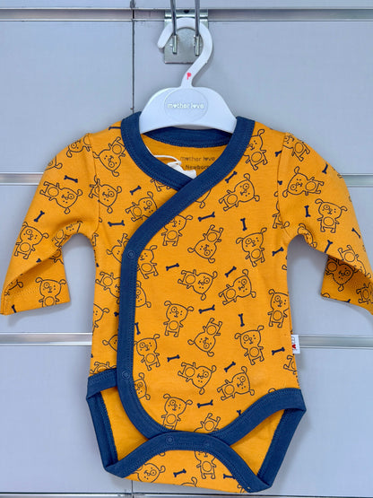 Overslag Romper – Mosterdgeel met Hondenprint