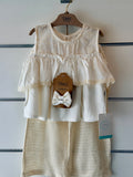 Tongs Luxe Baby Dress with Headband – Cream