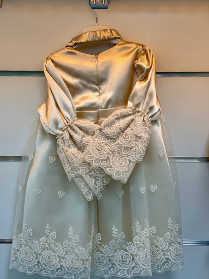 Babydola Elegant Baby Dress – Champagne Lace