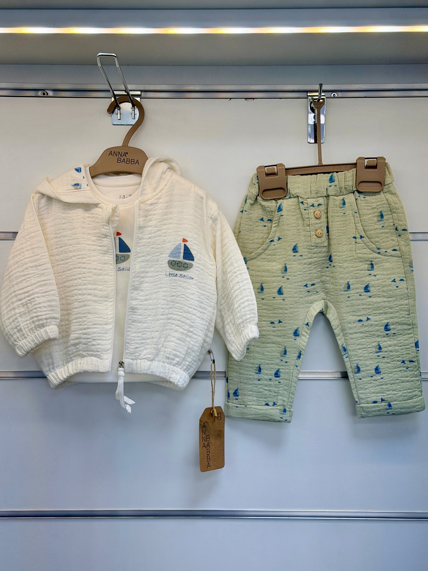 Anna Babba 3-Delige Baby Set – Vest met Capuchon, Shirt & Broek