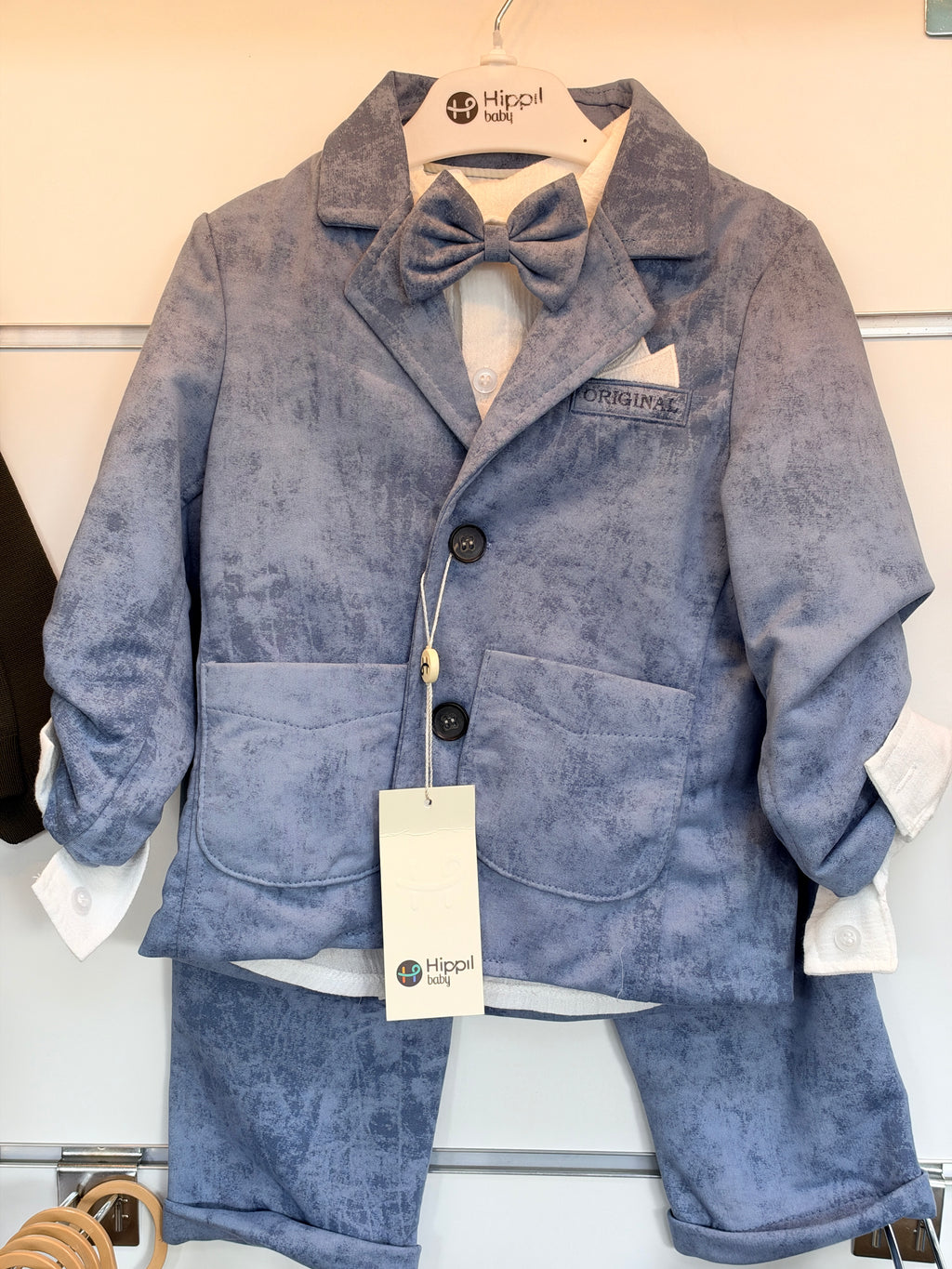 Baby 3-Delige Pak – Blauw | Blazer, Blouse & Broek met Strik