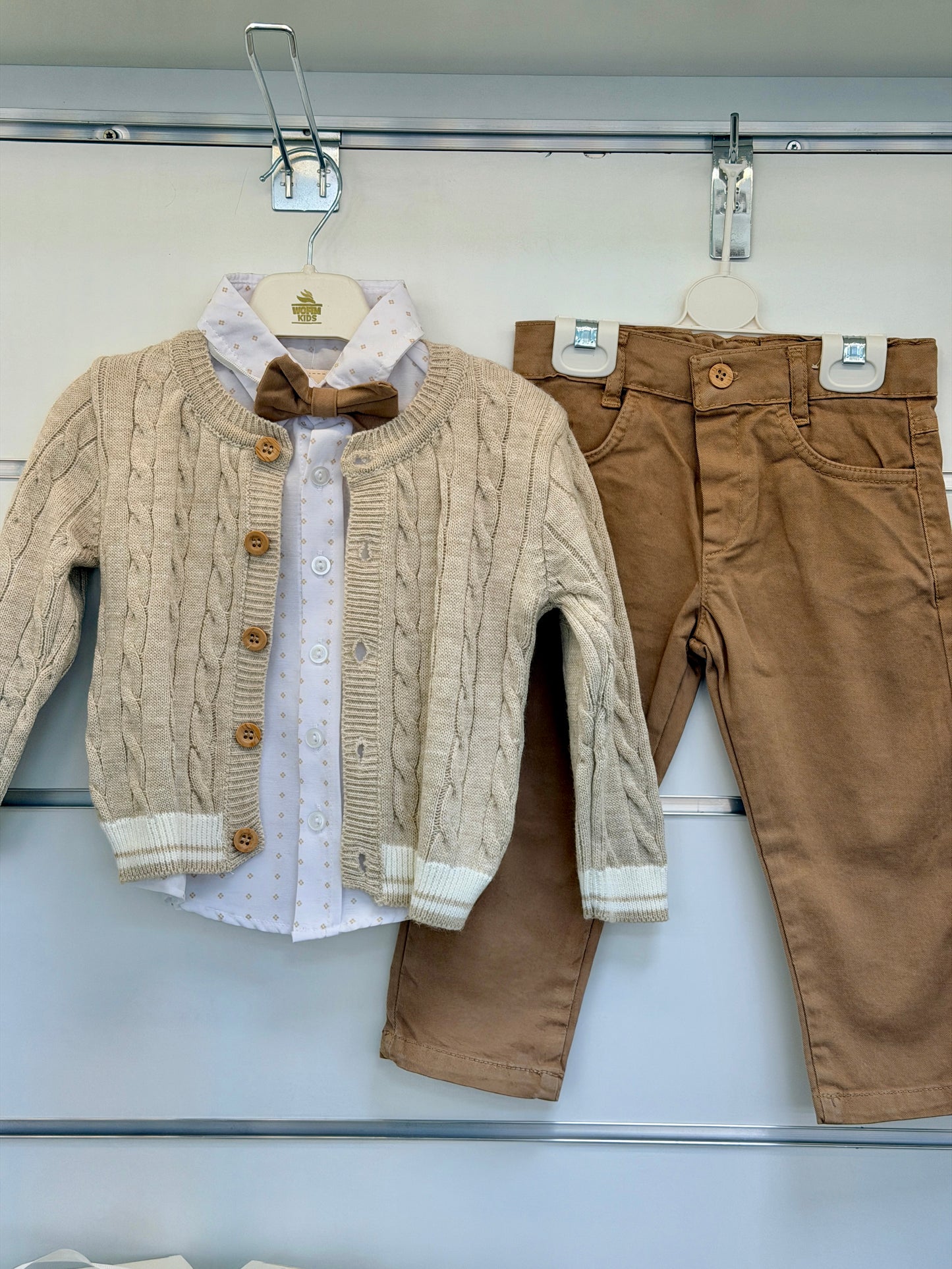 Wofim 4-Delige Baby Set – Klassiek Beige met Strik