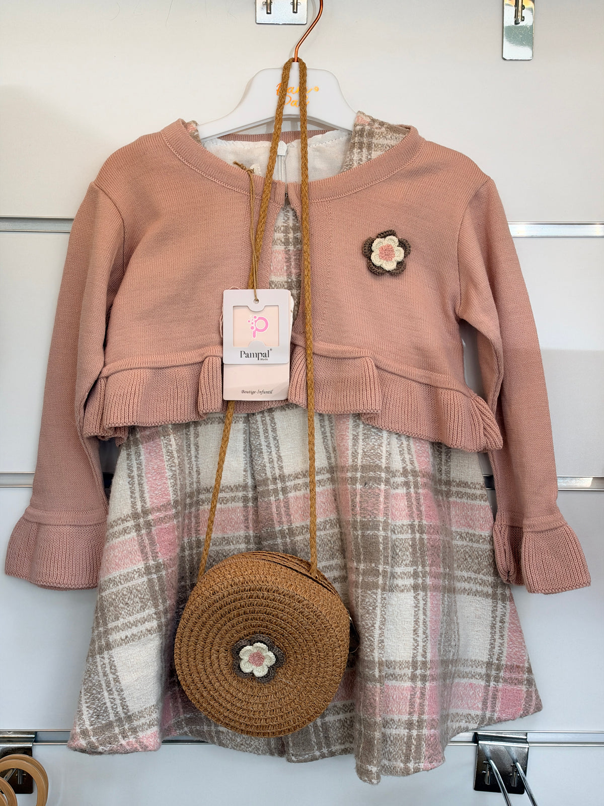 Meisjes 3-Delige Set met Teddy Vest, Shirt & Jeans – Roze
