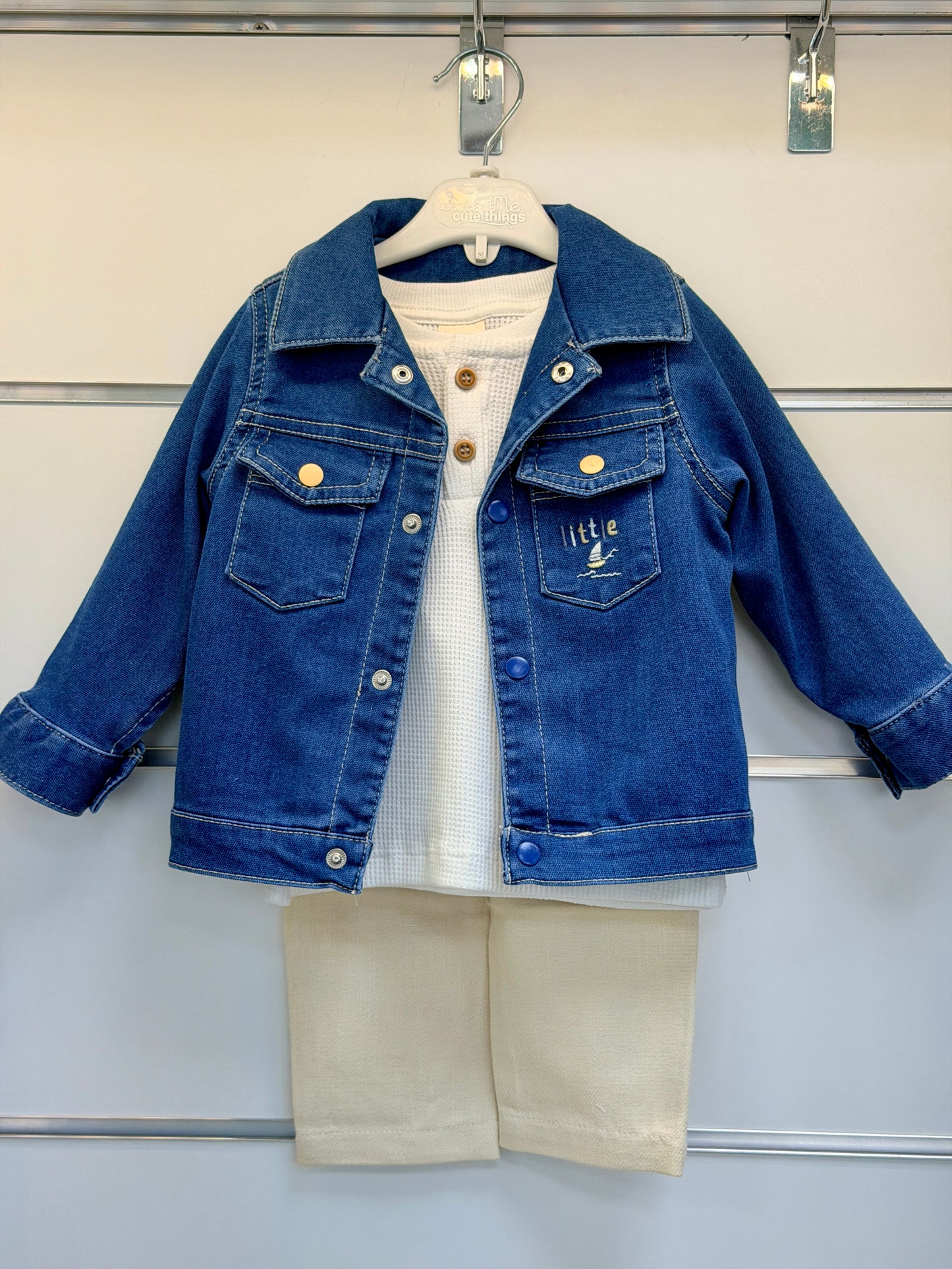 Sweet Me 3-Piece Baby Set – Denim Jacket Style