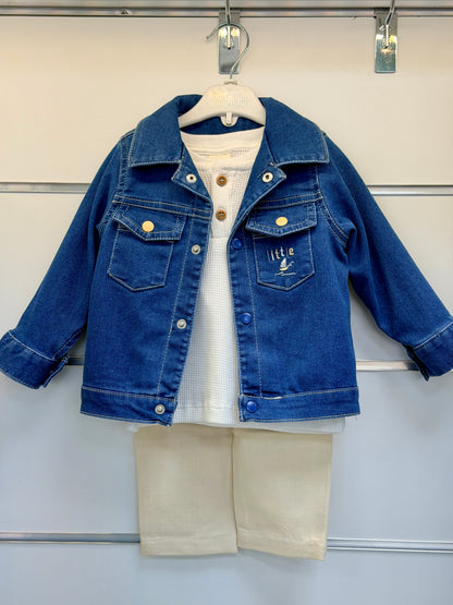 Sweet Me 3-Piece Baby Set – Denim Jacket Style