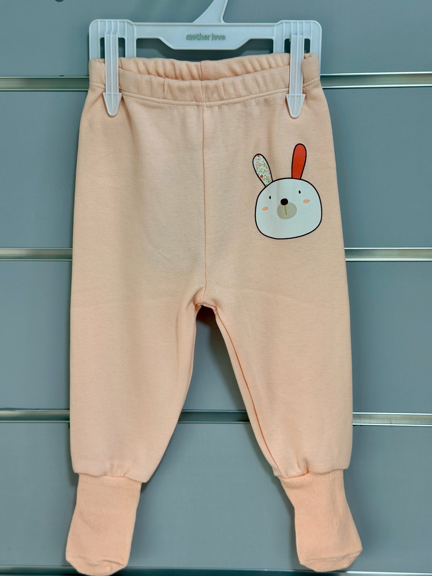Footed Leggings – Peach Bunny