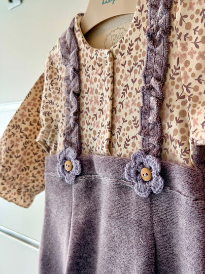 Tongs Baby Salopette – Floral Grey