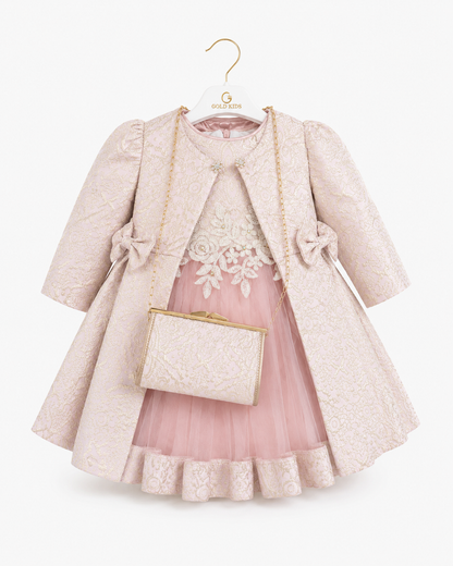 Gold Kids Luxe Jurkset met Jas & Tasje – Roze