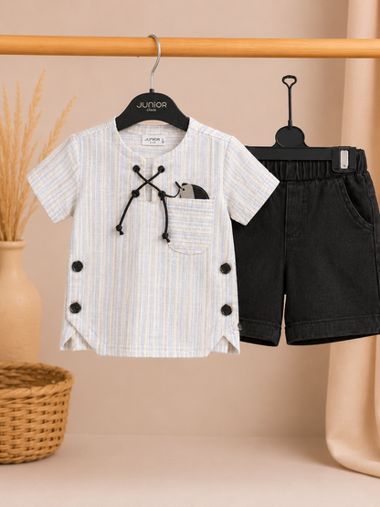 Jongens Zomerset – Licht Gestreept Shirt & Donkere Short