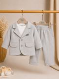 Lichtgrijze Baby Kostuumset met Blazer en Broek  Tongs Baby