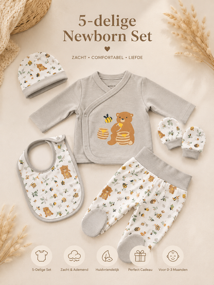 5-Delige Newborn Set – Honey Bear | Organic Cotton
