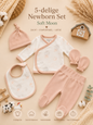 5-Delige Newborn Set – Soft Moon | Bamboe Mix