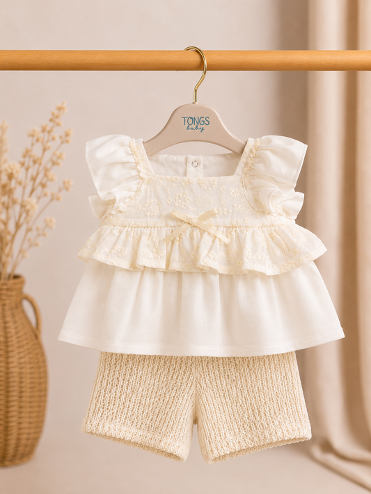 Amélie Elegance 2-Delige Babyset – Crème