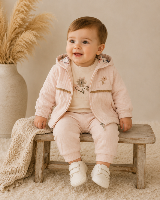 Anna Babba 3-Delige Baby Set – Vest met Capuchon, Shirt & Broek