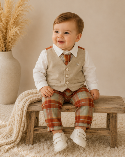 Babydola 3-Delige Baby Set – Overhemd, Vest, Broek & Stropdas