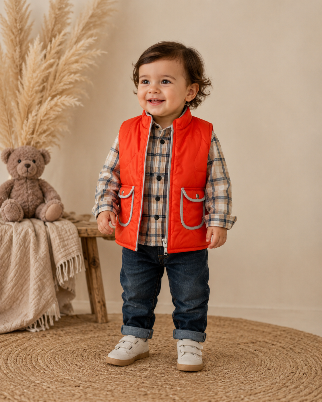 Bebüş 3-Piece Baby Set – Red Vest Style