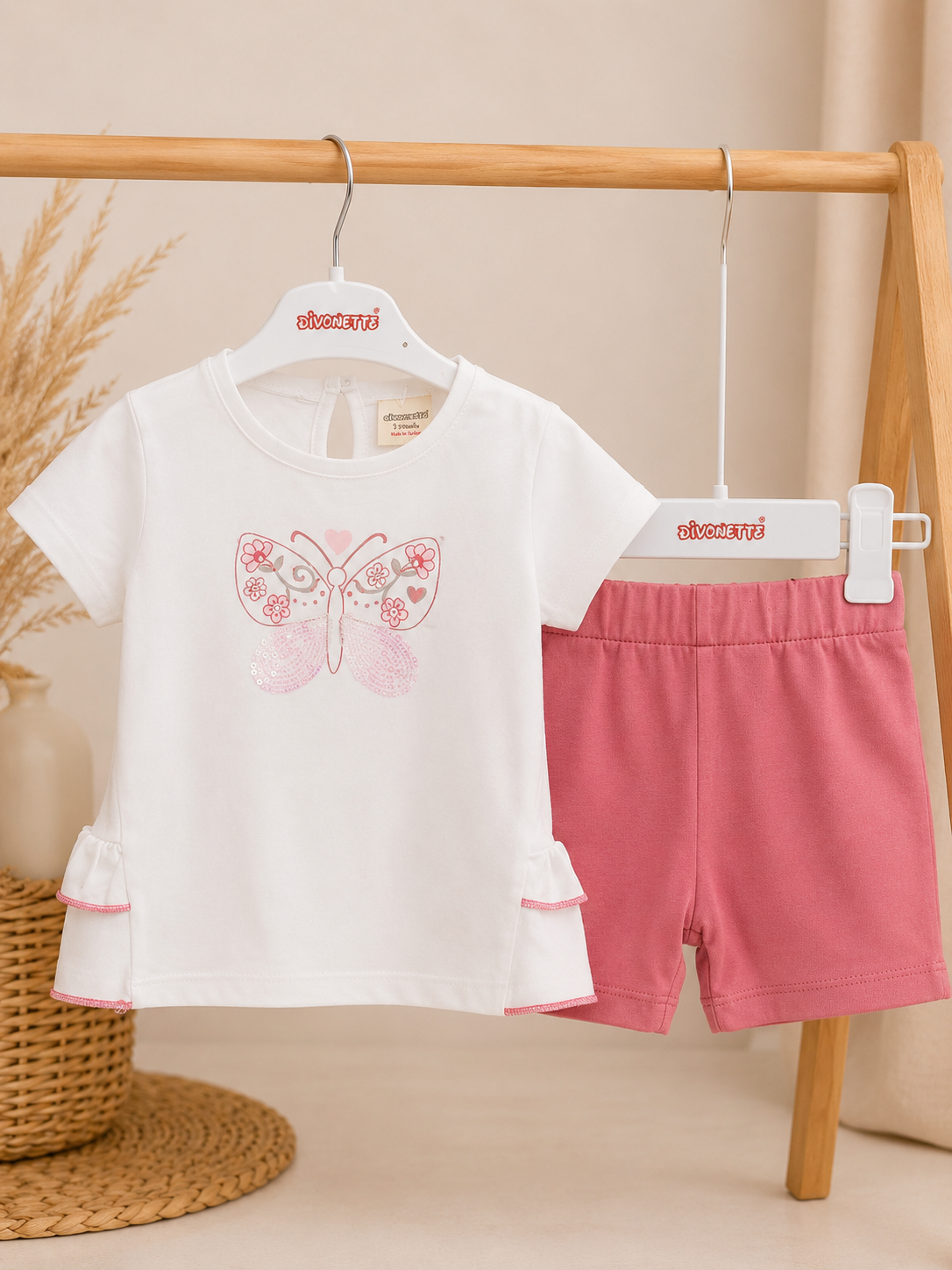 Vlinder Meisjes Set – Wit & Roze