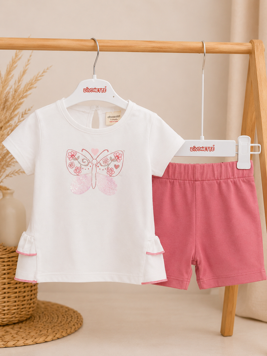 Vlinder Meisjes Set – Wit & Roze