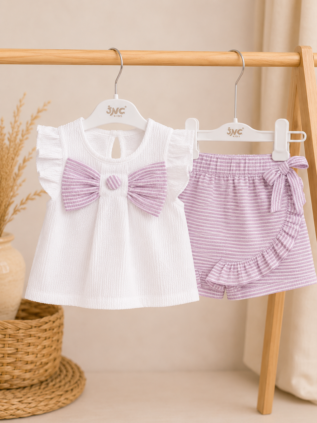 Lila Strik Meisjes Set
