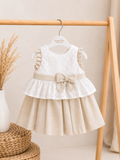 Via Girls Elegance Jurk – Beige & Wit