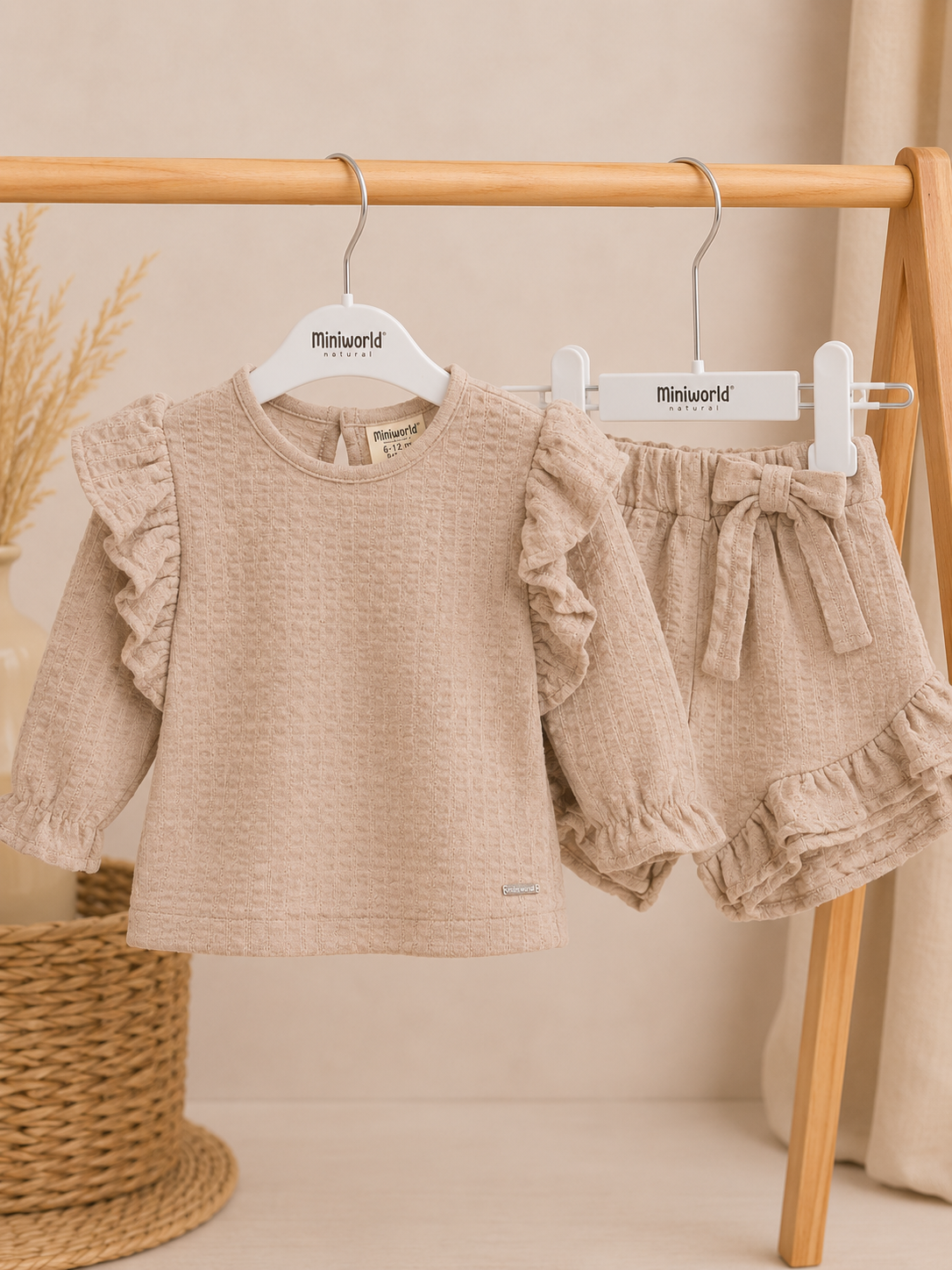 Beige Ruffle Set – Meisjes 2-Delige Zomerset