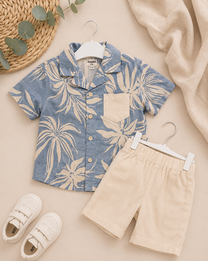 Hopini Tropical Zomerset – Blauw/Beige