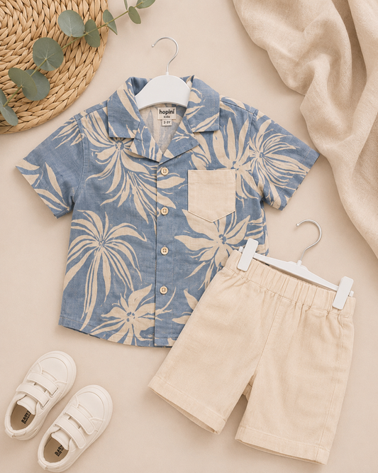 Hopini Tropical Zomerset – Blauw/Beige